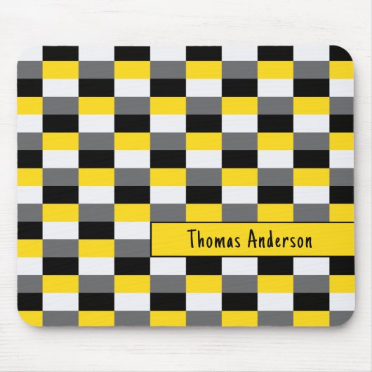 Geel, zwart en grijs kleurencombinatie muismat (Voorkant)