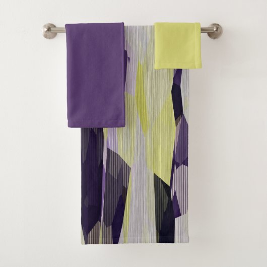 Geel zwart en Paars Abstract Bad Handdoek (Insitu)