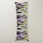 Geel zwart en Paars Abstract Lichaamskussen (Voorkant Verticaal)