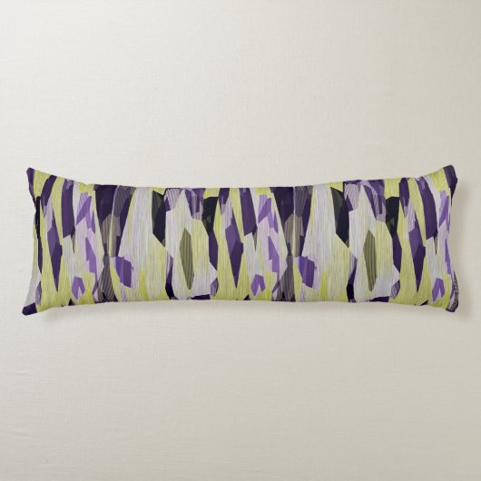 Geel zwart en Paars Abstract Lichaamskussen (Voorkant)