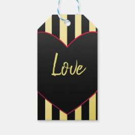 Geel, Zwart en Rood "LIEFDE" Hart Cadeaubijslage Cadeaulabel