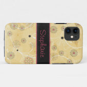 Geel zwart en roze Floral, gepersonaliseerd Case-Mate iPhone Case (Achterkant (horizontaal))
