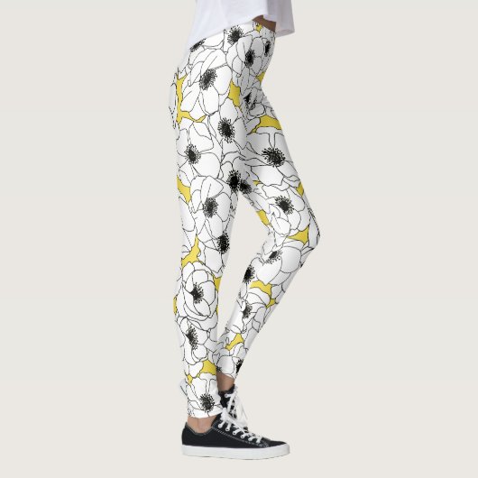 Geel, zwart en wit annemonventilator leggings (Rechts)