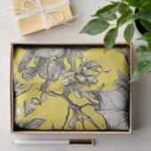  geel, zwart en wit bloemen decoupage tissuepapier (Geschenk)