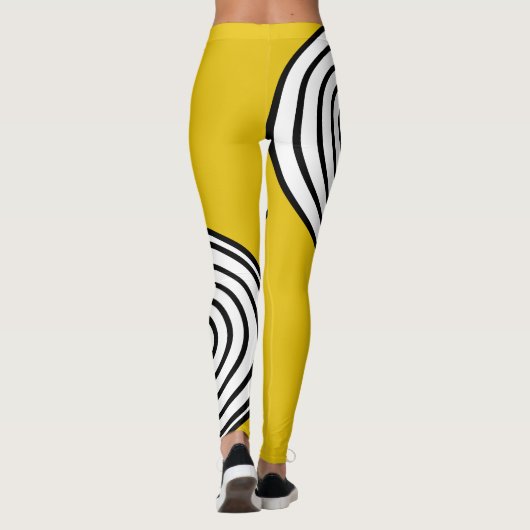 Geel, zwart en wit gestripte Leggings (Achterkant)