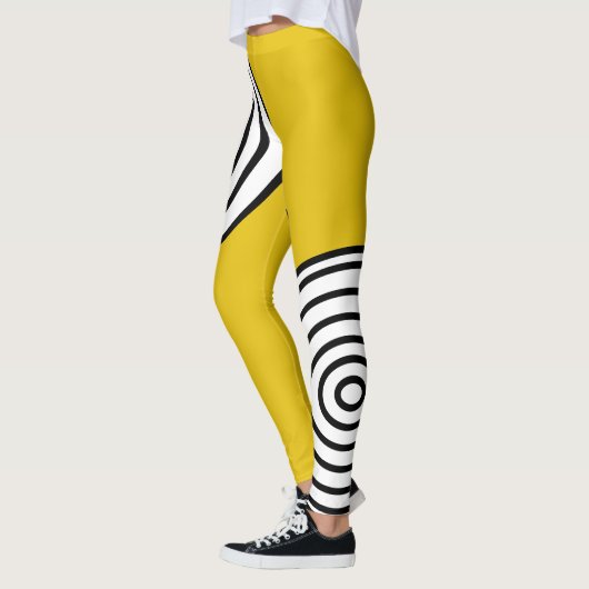 Geel, zwart en wit gestripte Leggings (Links)