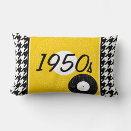 Geel, zwart en wit, ingecheckt1950s thema kussen