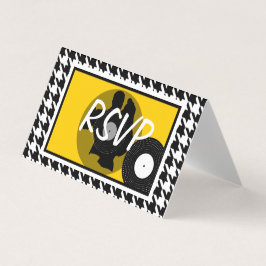 Geel, zwart en wit, ingecheckt, 1950s thema rsvp/ kaart