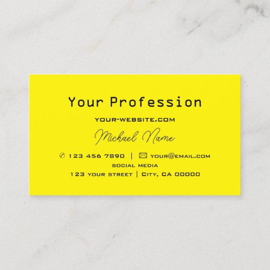 Geel, zwart en wit, modern visitekaartje (Achterkant)