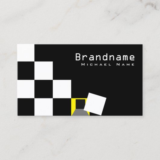 Geel, zwart en wit, modern visitekaartje (Voorkant)