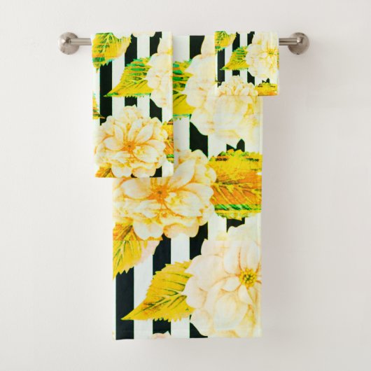 Geel, zwart en wit, stripset handdoeken (Insitu)