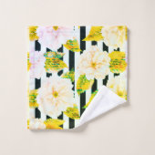 Geel, zwart en wit, stripset handdoeken (Wasdoekje)