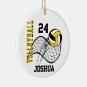 Geel, zwart en wit volleybal keramisch ornament (Rechts)