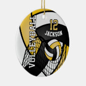 Geel, zwart en wit Volleybal personaliseren Keramisch Ornament (Rechts)