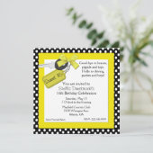 Geel, Zwart en Wit zoet 16 Uitnodiging (Staand voorkant)