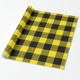 Geel Zwart Enorm Plaid Buffalo Houthakkers Tartan Cadeaupapier