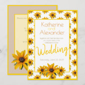 Geel Zwart Eyed Susan Bloem Eenvoudige Bruiloft Kaart (Voorkant / Achterkant)