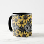 Geel Zwart-Eyed Susan bloem patroon Mok (Voorkant links)