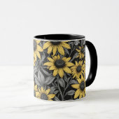 Geel Zwart-Eyed Susan bloem patroon Mok (Voorkant rechts)