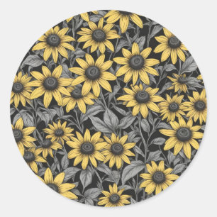 Geel Zwart-Eyed Susan bloem patroon Ronde Sticker