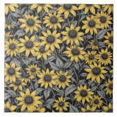 Geel Zwart-Eyed Susan bloem patroon Tegeltje (Voorkant)