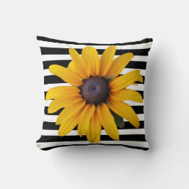 Geel Zwart-Eyed Susan Foto Zwart Streep Kussen