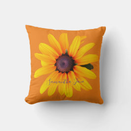 Geel Zwart-Eyed Susan Sinaasappel Lente Zomer Kussen