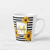 Geel Zwart-Eyed Susan Zwart Streep Monogram Latte Mok (Rechts)