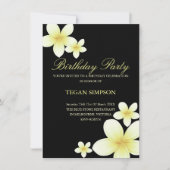 Geel & Zwart Frangipani Verjaardag Uitnodigen Kaart (Voorkant)