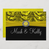 Geel & zwart gedrapeerde barokke aankondiging (Voorkant / Achterkant)