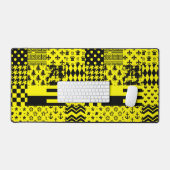 Geel Zwart Gemengde Patchwork Ontwerp Patchwork Bureaumat (Keyboard & Muis)