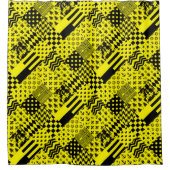 Geel Zwart Gemengde Patchwork Ontwerp Patchwork Douchegordijn (Voorkant)