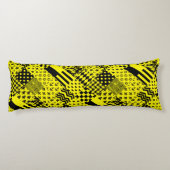 Geel Zwart Gemengde Patchwork Ontwerp Patchwork Lichaamskussen (Achterkant)