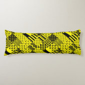 Geel Zwart Gemengde Patchwork Ontwerp Patchwork Lichaamskussen (Voorkant)