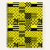 Geel Zwart Gemengde Patchwork Ontwerp Patchwork Notitieboek (Voorkant)