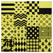 Geel Zwart Gemengde Patchwork Ontwerp Patchwork Stof (Swatch)