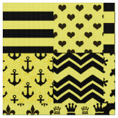 Geel Zwart Gemengde Patchwork Ontwerp Patchwork Stof (Close Up)