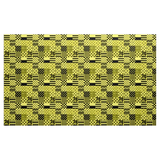 Geel Zwart Gemengde Patchwork Ontwerp Patchwork Stof (Yard (91,4 cm))