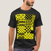 Geel Zwart Gemengde Patchwork Ontwerp Patchwork T-shirt (Voorkant)