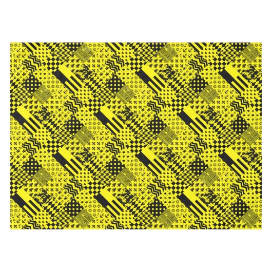Geel Zwart Gemengde Patchwork Ontwerp Patchwork Tafelkleed (Voorkant (Horizontaal))