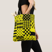 Geel Zwart Gemengde Patchwork Ontwerp Patchwork Tote Bag (Dichtbij)