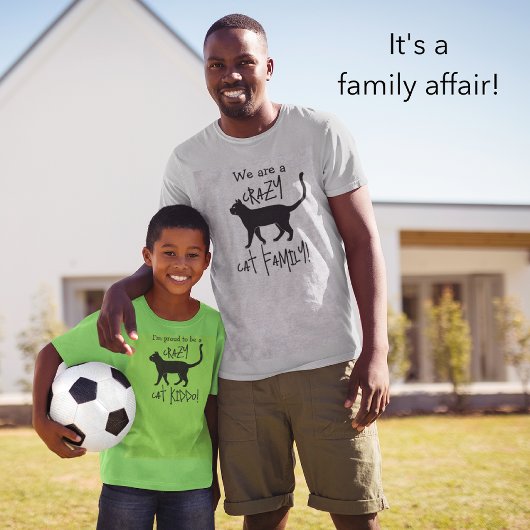 Geel Zwart Gepersonaliseerde Crazy Cat Kiddo T-shirt