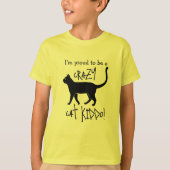 Geel Zwart Gepersonaliseerde Crazy Cat Kiddo T-shirt (Voorkant)