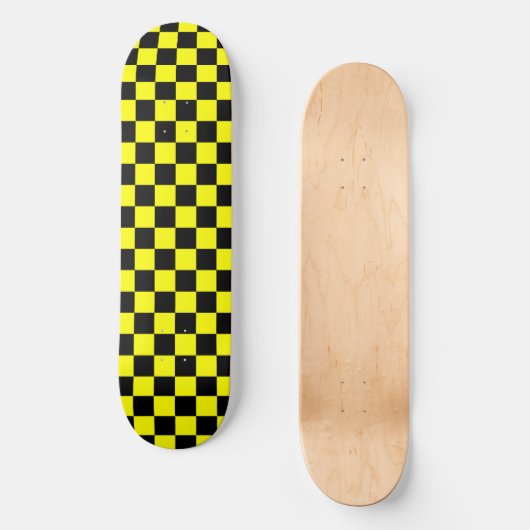 Geel zwart geruit controlepatroon persoonlijk skateboard (Voorkant)