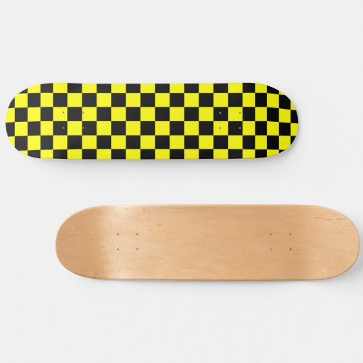 Geel zwart geruit controlepatroon persoonlijk skateboard (Horizontaal)