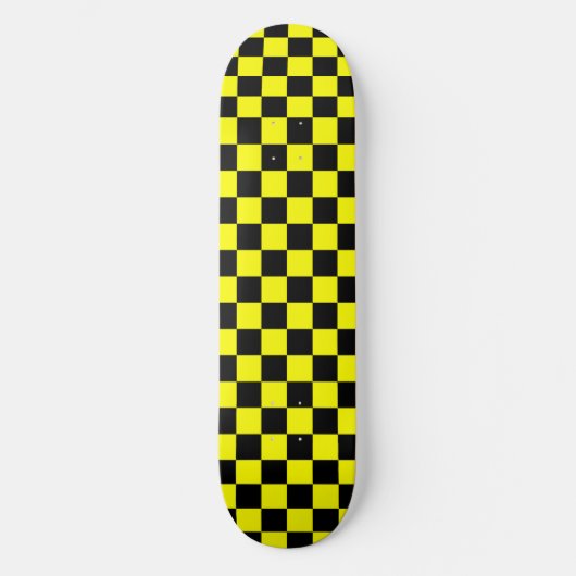Geel zwart geruit controlepatroon persoonlijk skateboard (Voorkant)