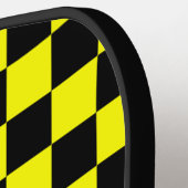 Geel zwart geruit controlepatroon pickleball paddle (Links Detail)