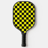 Geel zwart geruit controlepatroon pickleball paddle (Achterkant)
