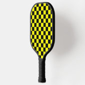 Geel zwart geruit controlepatroon pickleball paddle (Links)