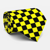 Geel zwart geruit controlepatroon stropdas (Opgerold)